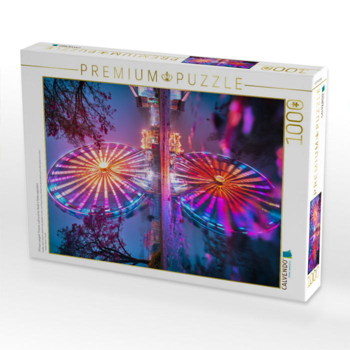 Pfützen spiegeln Träume, während die Stadt in Farbe explodiert - CALVENDO Foto-Puzzle'