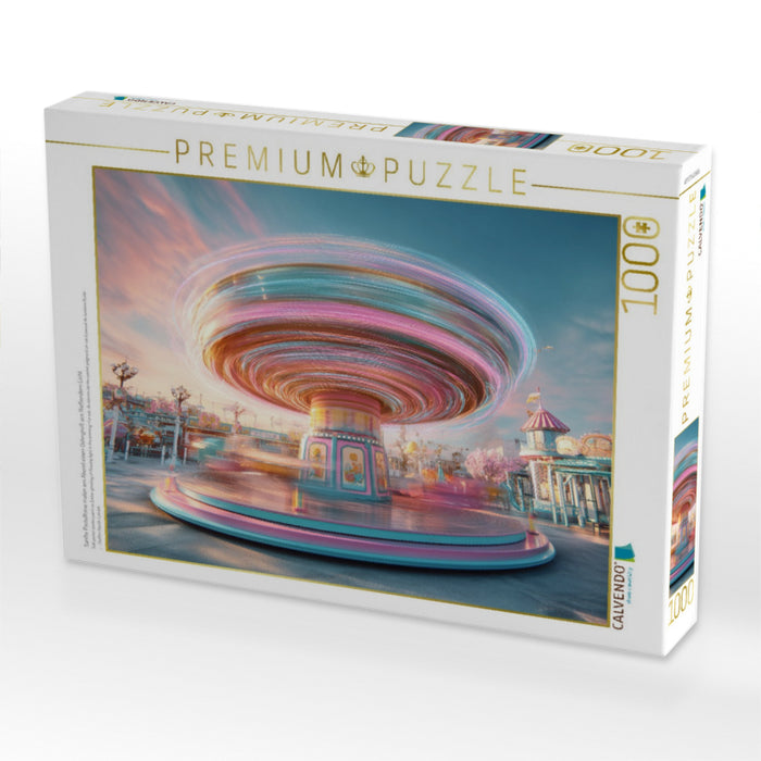 Sanfte Pastelltöne malen am Abend einen Ostergruß aus fließendem Licht - CALVENDO Foto-Puzzle'