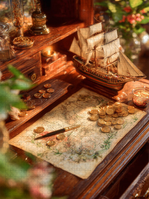 Zwischen Blüten und Karten schlägt das Herz des Reisenden - CALVENDO Foto-Puzzle'