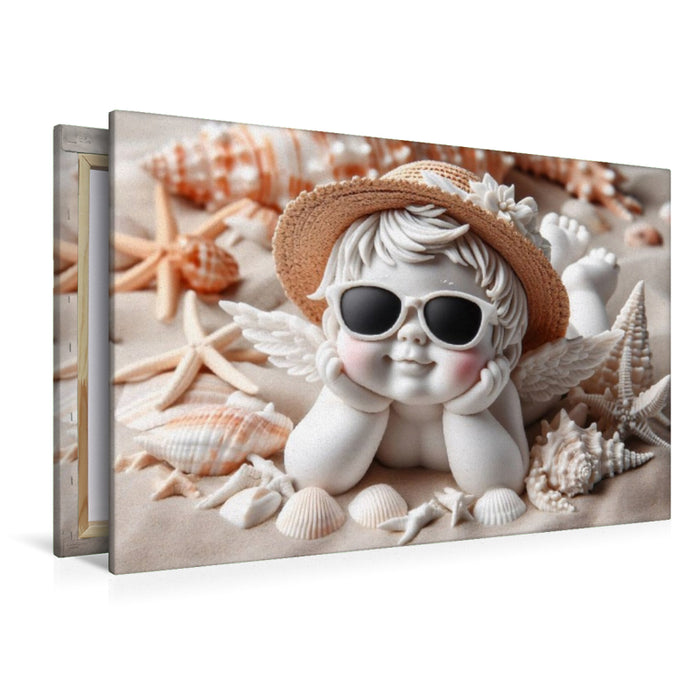 Premium Textil-Leinwand Engel am Strand