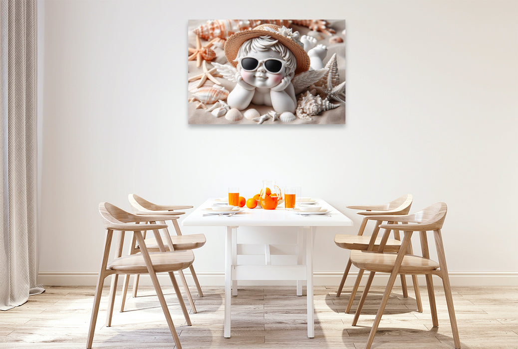 Premium Textil-Leinwand Engel am Strand