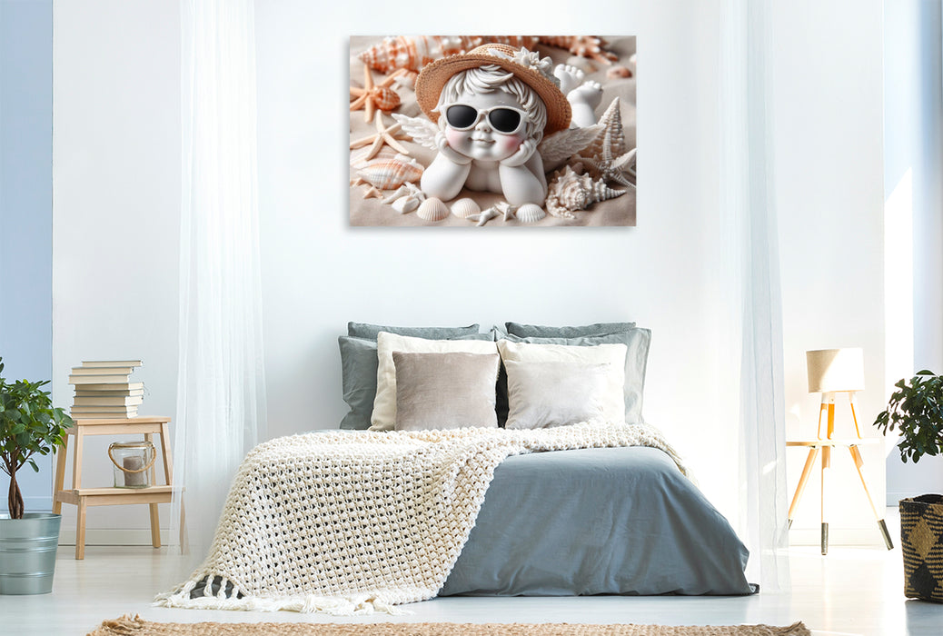 Premium Textil-Leinwand Engel am Strand