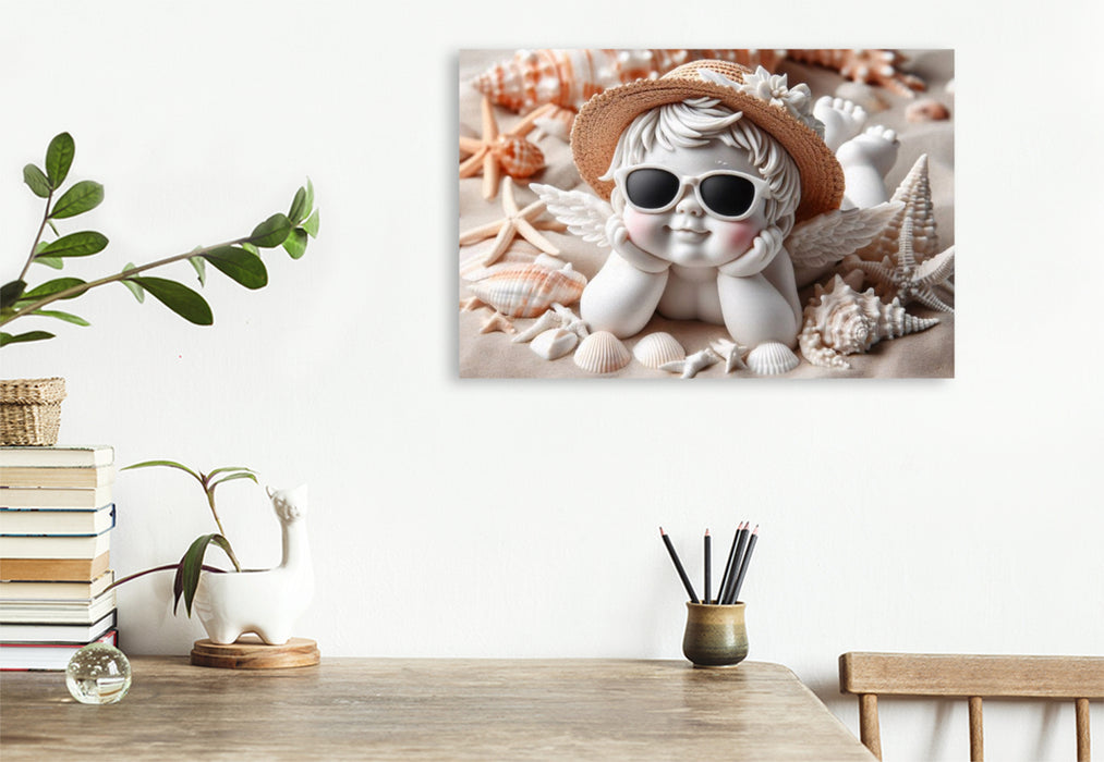 Premium Textil-Leinwand Engel am Strand