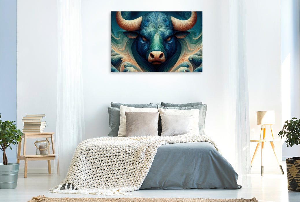 Premium Textil-Leinwand Sternzeichen Stier der Elemente