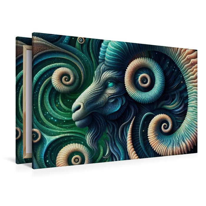 Premium Textil-Leinwand Widder im Spiralsturm