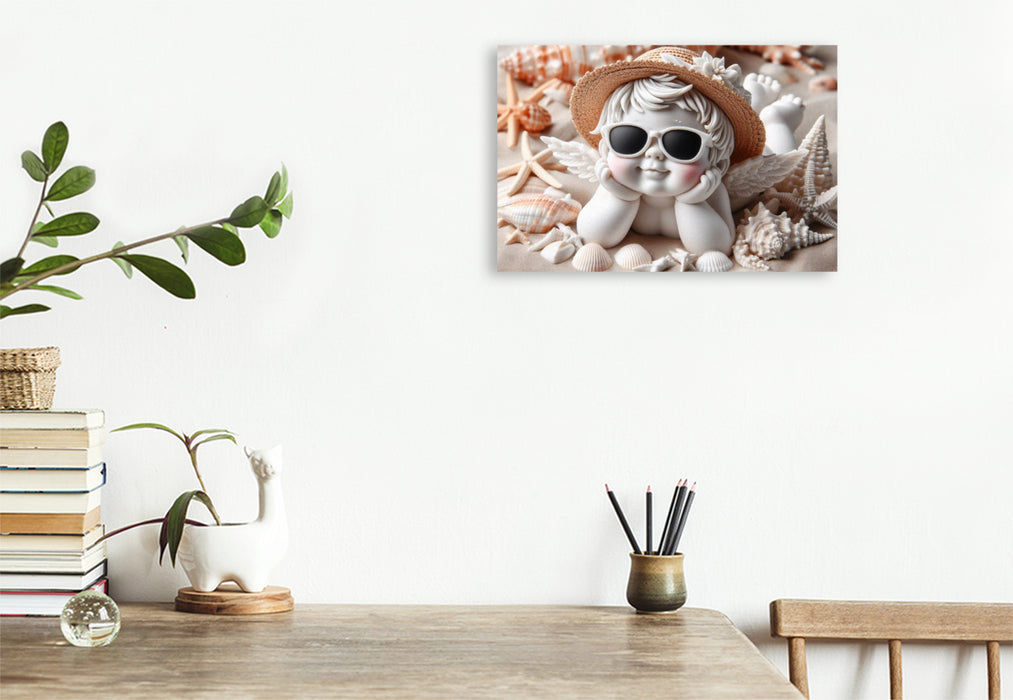 Premium Textil-Leinwand Engel am Strand