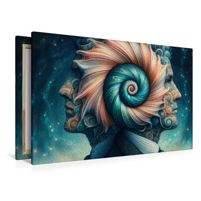 Premium Textil-Leinwand Sternzeichen Zwillinge im Muschelgeist