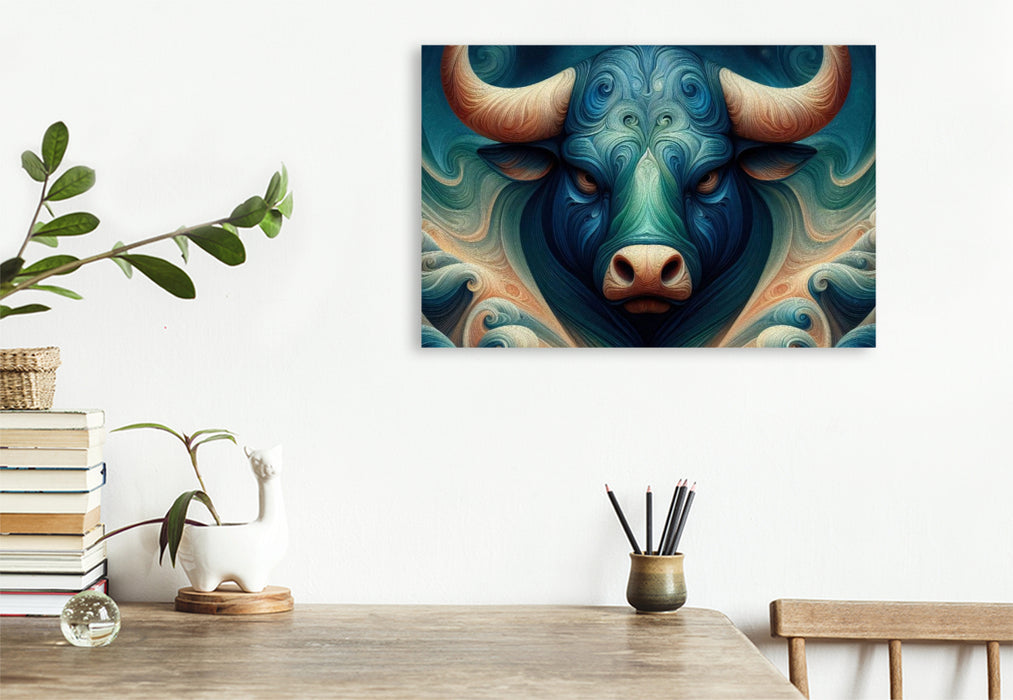 Premium Textil-Leinwand Sternzeichen Stier der Elemente