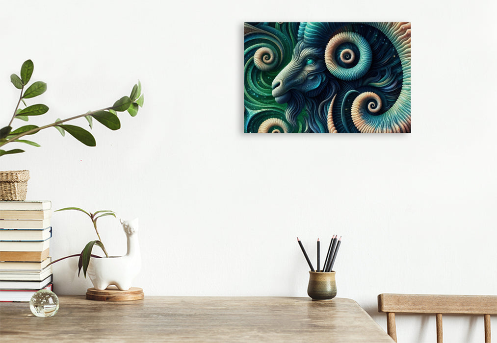 Premium Textil-Leinwand Widder im Spiralsturm