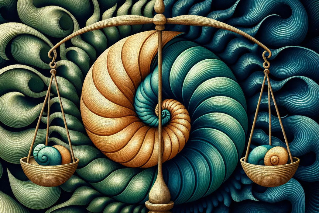Premium Textil-Leinwand Sternzeichen Waage der Spiralen