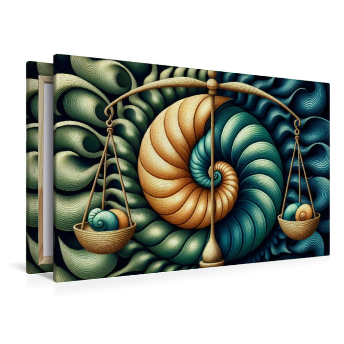 Premium Textil-Leinwand Sternzeichen Waage der Spiralen