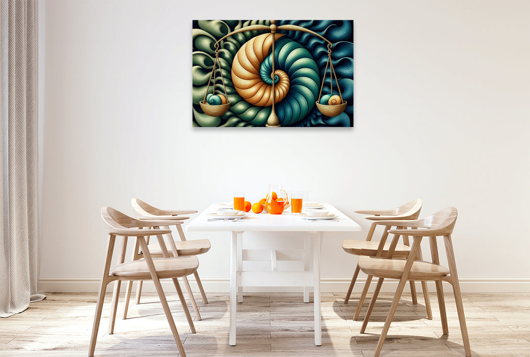 Premium Textil-Leinwand Sternzeichen Waage der Spiralen