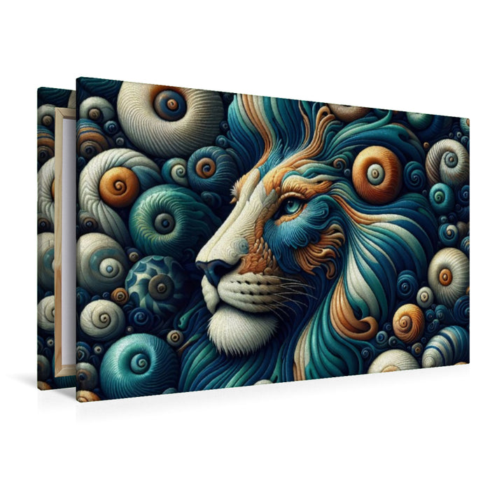 Premium Textil-Leinwand Sternzeichen Löwe im Spirallicht