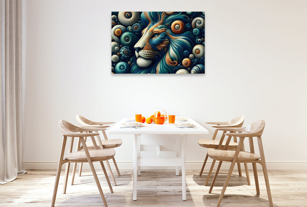 Premium Textil-Leinwand Sternzeichen Löwe im Spirallicht