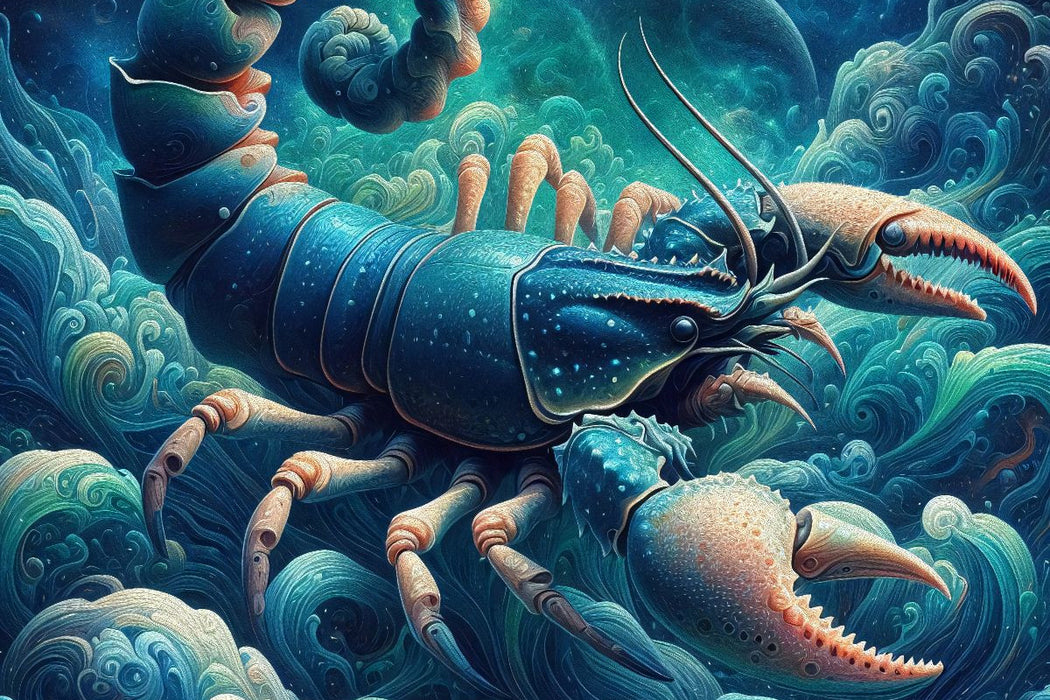 Premium Textil-Leinwand Sternzeichen Skorpion der Tiefen