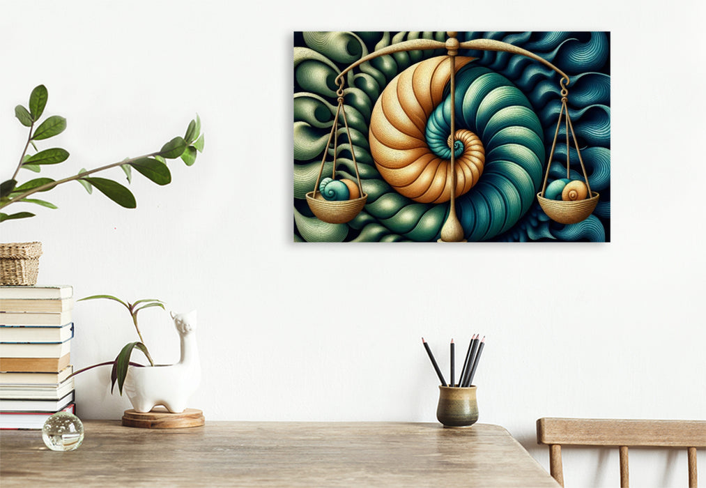 Premium Textil-Leinwand Sternzeichen Waage der Spiralen