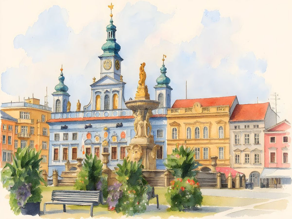 Stadtansicht Budweis - CALVENDO Foto-Puzzle'