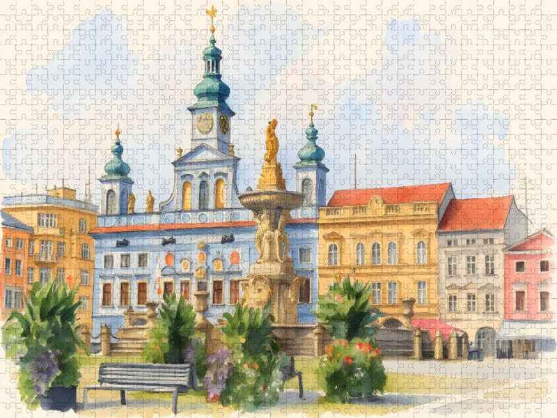 Stadtansicht Budweis - CALVENDO Foto-Puzzle'