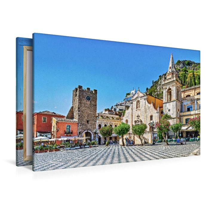 Premium Textil-Leinwand Taormina in Sizilien