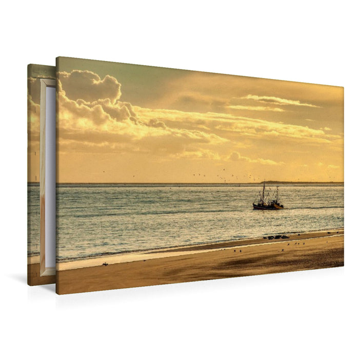 Premium Textil-Leinwand Ruhige Wellen, goldene Luft