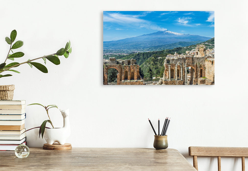 Premium Textil-Leinwand Taormina in Sizilien