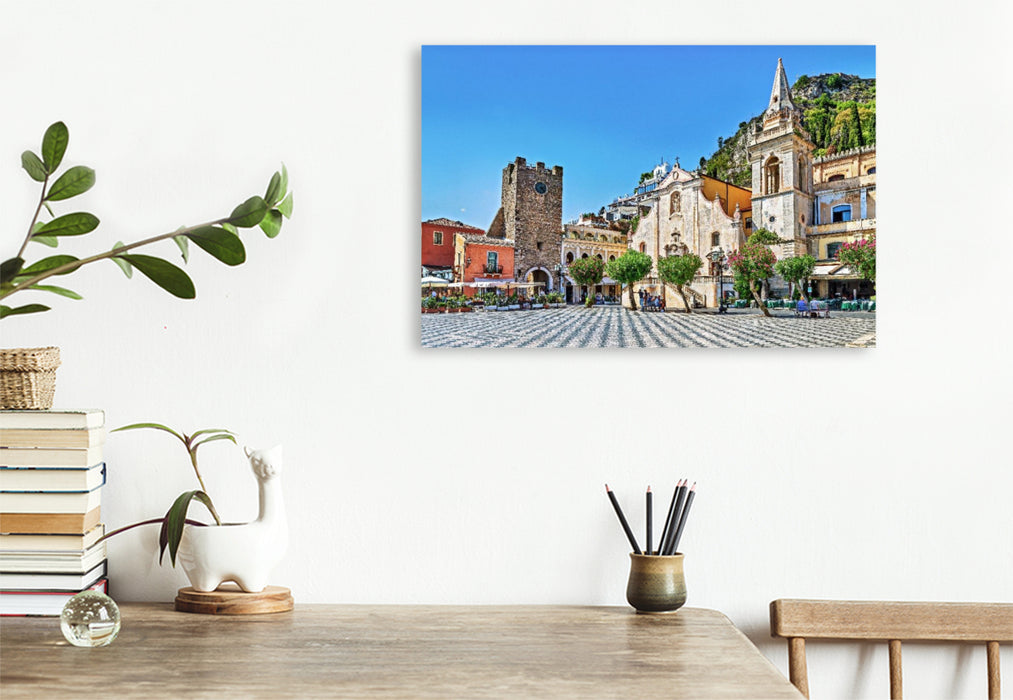 Premium Textil-Leinwand Taormina in Sizilien