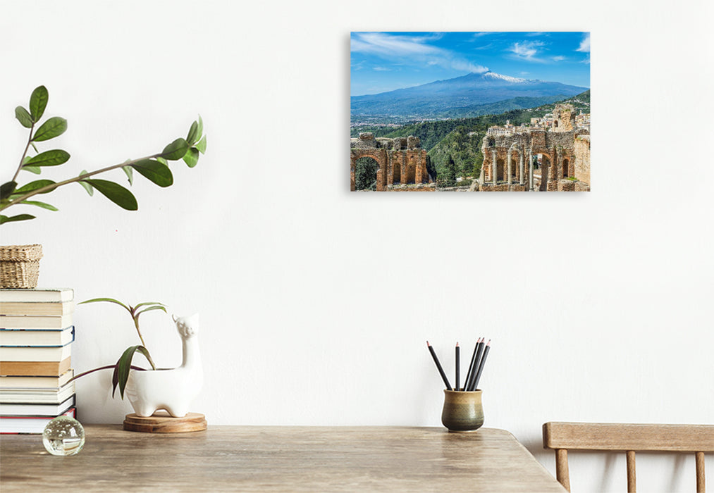Premium Textil-Leinwand Taormina in Sizilien