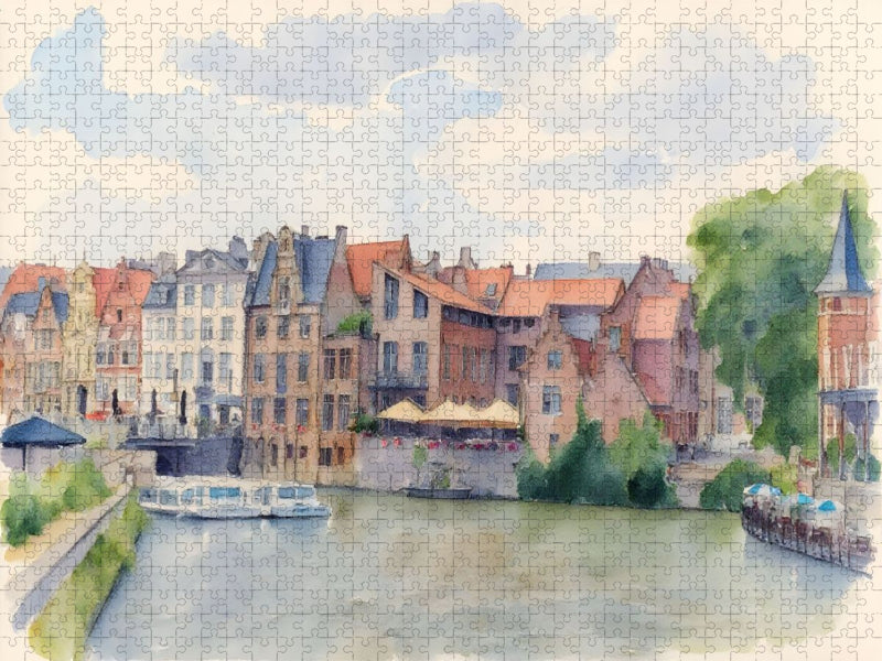 Graslei in Gent - CALVENDO Foto-Puzzle'