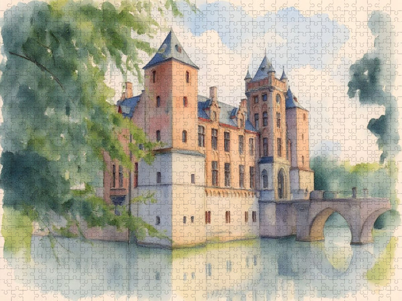 Schloss Tillegem in Brügge - CALVENDO Foto-Puzzle'