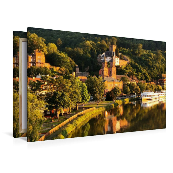 Premium Textil-Leinwand Miltenberg am Main im Schein der sommerlichen Abendsonne