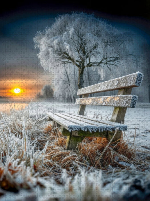 Eine Holzbank am Wegesrand - CALVENDO Foto-Puzzle'