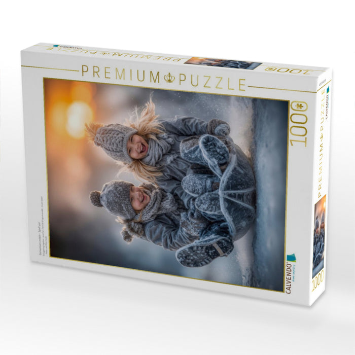 Gemeinsam rodeln - Spaß pur - CALVENDO Foto-Puzzle'