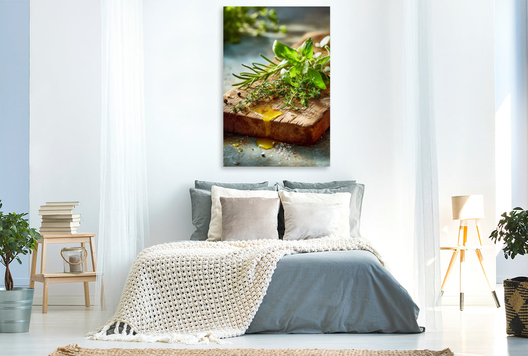 Premium Textil-Leinwand Kräuter in Öl sind ein Gedicht aus Erde und Flamme