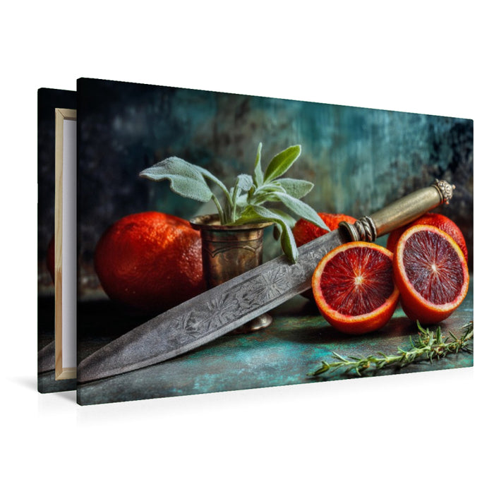 Premium Textil-Leinwand Im Winterduft der Zitrusfrüchte liegt die Wärme eines Neubeginns
