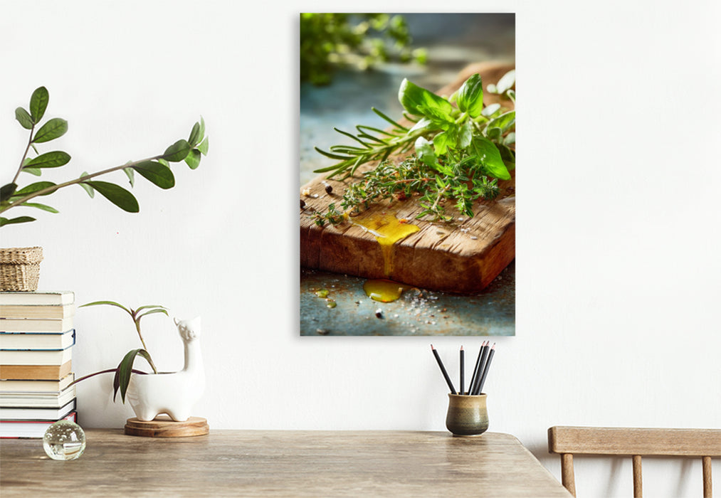 Premium Textil-Leinwand Kräuter in Öl sind ein Gedicht aus Erde und Flamme