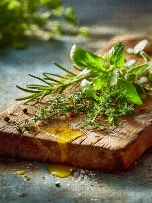 Kräuter in Öl sind ein Gedicht aus Erde und Flamme - CALVENDO Foto-Puzzle'