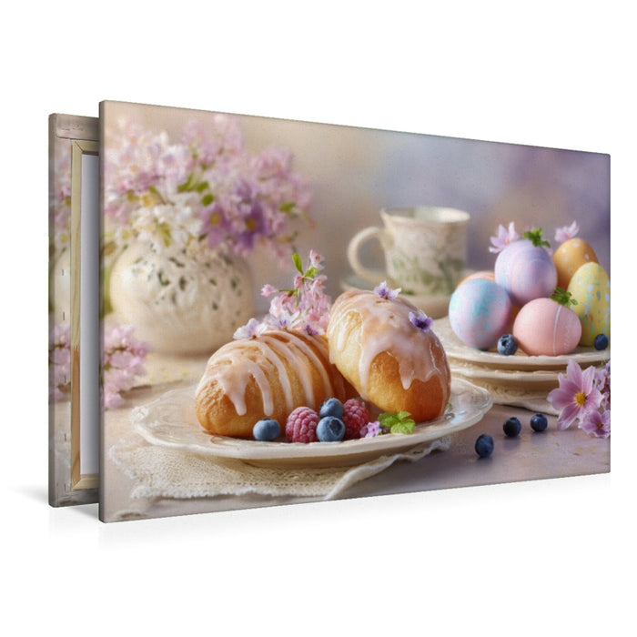 Premium Textil-Leinwand Ostern flüstert in Pastell und süßen Versprechen