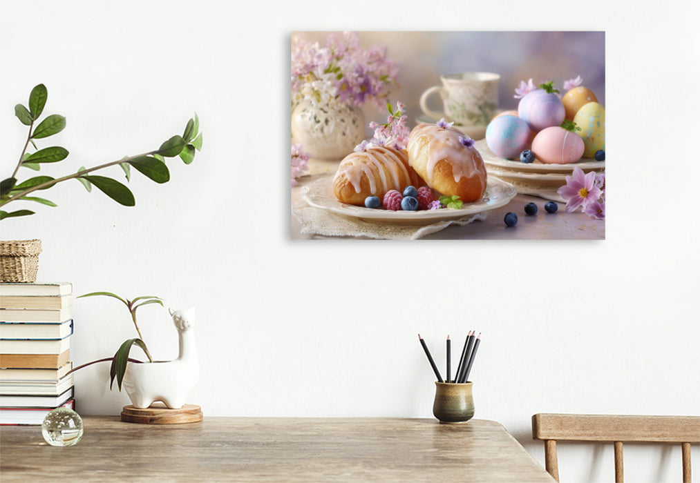 Premium Textil-Leinwand Ostern flüstert in Pastell und süßen Versprechen