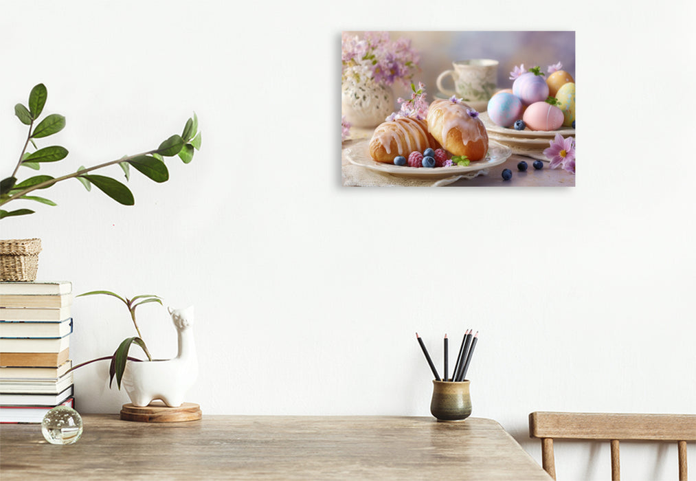 Premium Textil-Leinwand Ostern flüstert in Pastell und süßen Versprechen