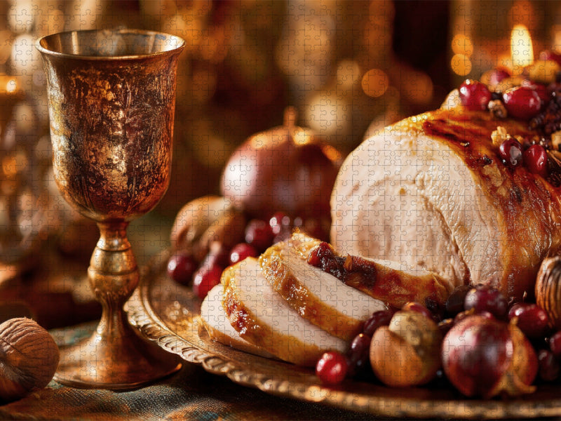 Ein gedeckter Tisch voller Dankbarkeit und Herbstgold - CALVENDO Foto-Puzzle'