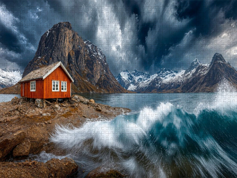 Ein `Fisherman´s cabin`. der Ruheort für die Fischer zwischen den Fangfahrten - CALVENDO Foto-Puzzle'