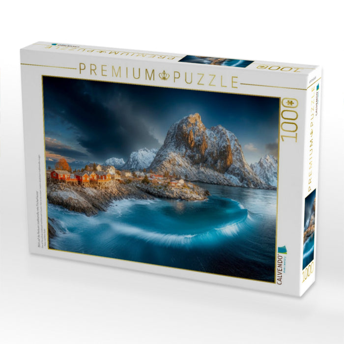 Blick auf die Rorbuer, traditionelle rote Fischerhäuser - CALVENDO Foto-Puzzle'