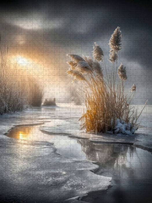 Lichtstrahlen durchbrechen Dünengräser - CALVENDO Foto-Puzzle'