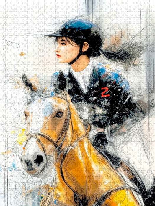 Reiten - eine Partnerschaft zwischen Mensch und Pferd - CALVENDO Foto-Puzzle'