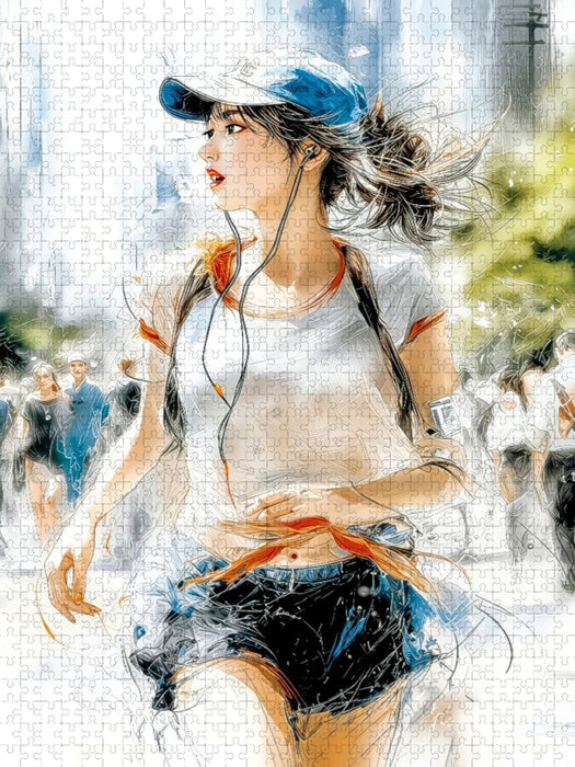 Joggen - im Lärm der Stadt - CALVENDO Foto-Puzzle'