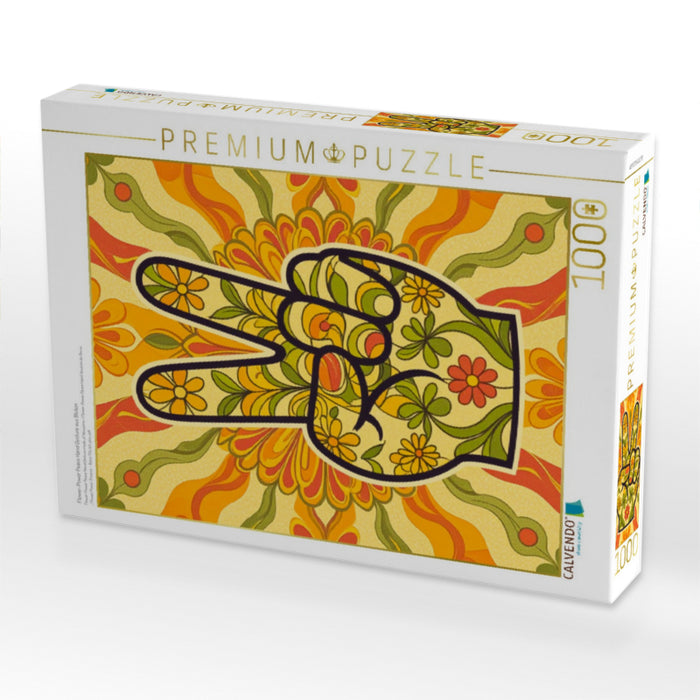 Flower-Power Peace Hand Gesture aus Blüten - CALVENDO Foto-Puzzle'