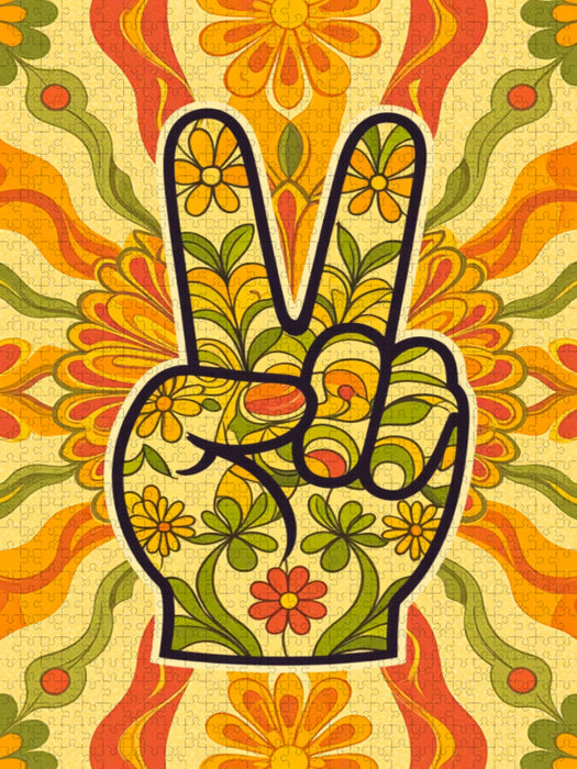 Flower-Power Peace Hand Gesture aus Blüten - CALVENDO Foto-Puzzle'