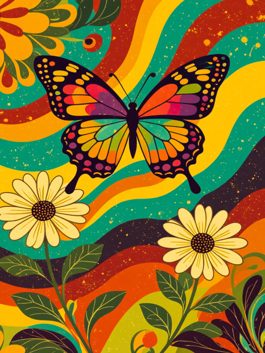 Psychedelischer Schmetterling in Retrofarben - CALVENDO Foto-Puzzle'