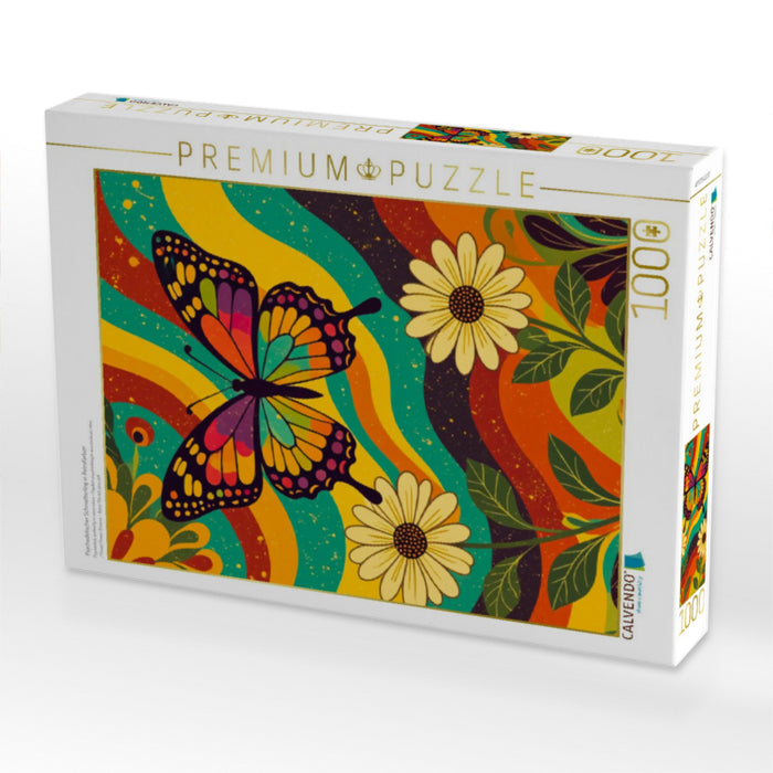 Psychedelischer Schmetterling in Retrofarben - CALVENDO Foto-Puzzle'