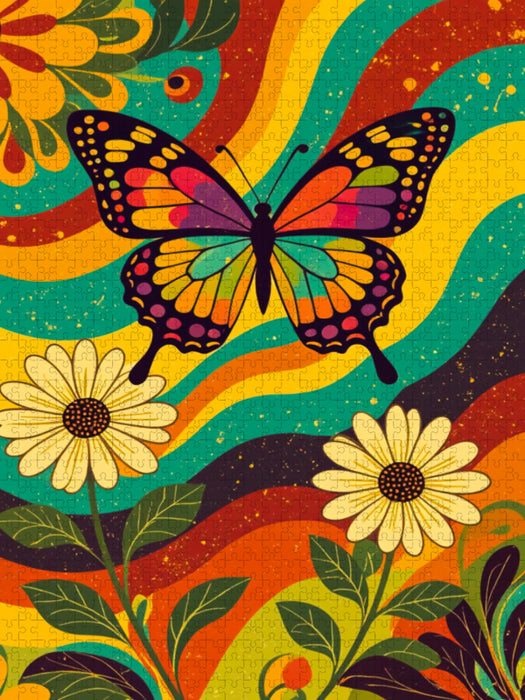 Psychedelischer Schmetterling in Retrofarben - CALVENDO Foto-Puzzle'